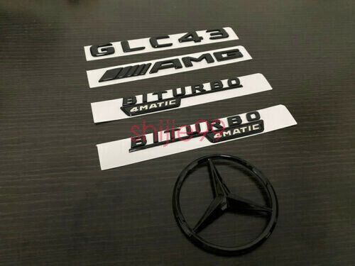 Gloss Black GLC43 AMG Biturbo 4matic And Rear STAR emblem for GLC X253 Series