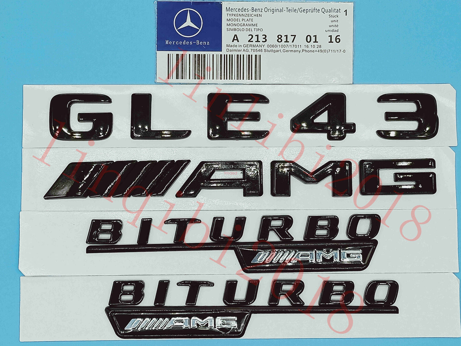 Gloss Black Flat " GLE43 AMG BITURBO" Trunk Embl Badge Sticker for Mercedes