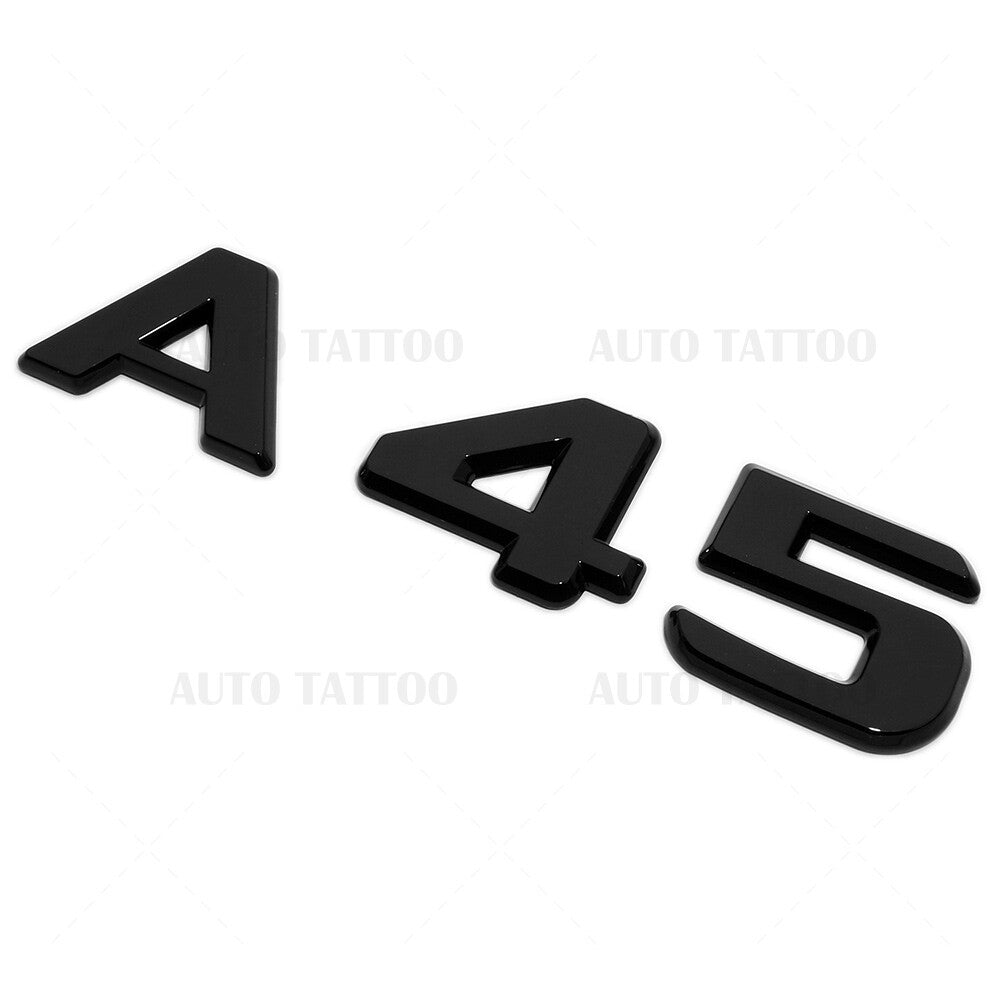 A45 AMG Sport Letter Emblem 3D Trunk Logo Nameplate Badge Decorate Gloss Black