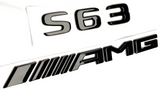 #2 BLACK S63 + AMG REPLACEMENT FOR MERCEDES REAR TRUNK EMBLEM BADGE DECAL LID