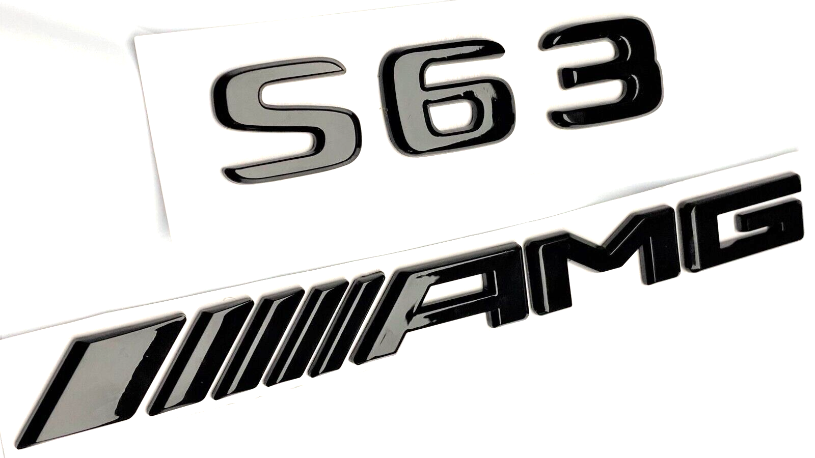 #2 BLACK S63 + AMG REPLACEMENT FOR MERCEDES REAR TRUNK EMBLEM BADGE DECAL LID