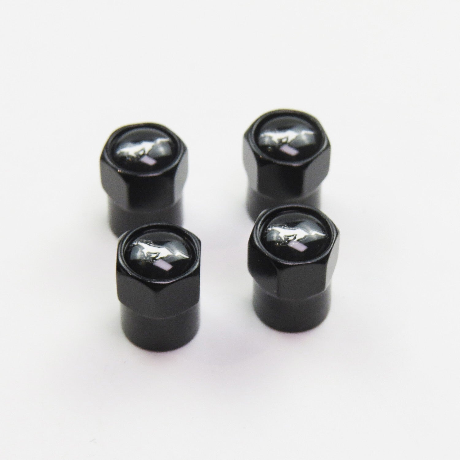 Compatible with Ford Mustang 4Pcs Tire Valve Stem Caps Black Anodized Aluminum
