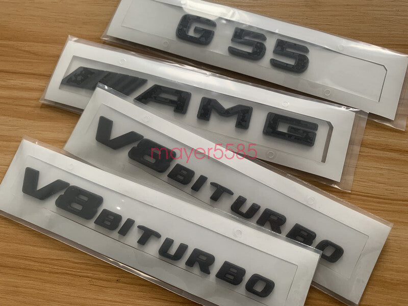 Glossy Black For Mercedes Benz G55 AMG V8 BITURBO Emblem Badge Sticker Set