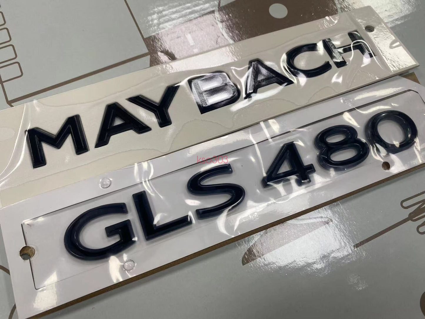 Gloss Black GLS480 Number Trunk Letters Badge Emblems Sticker For Maybach
