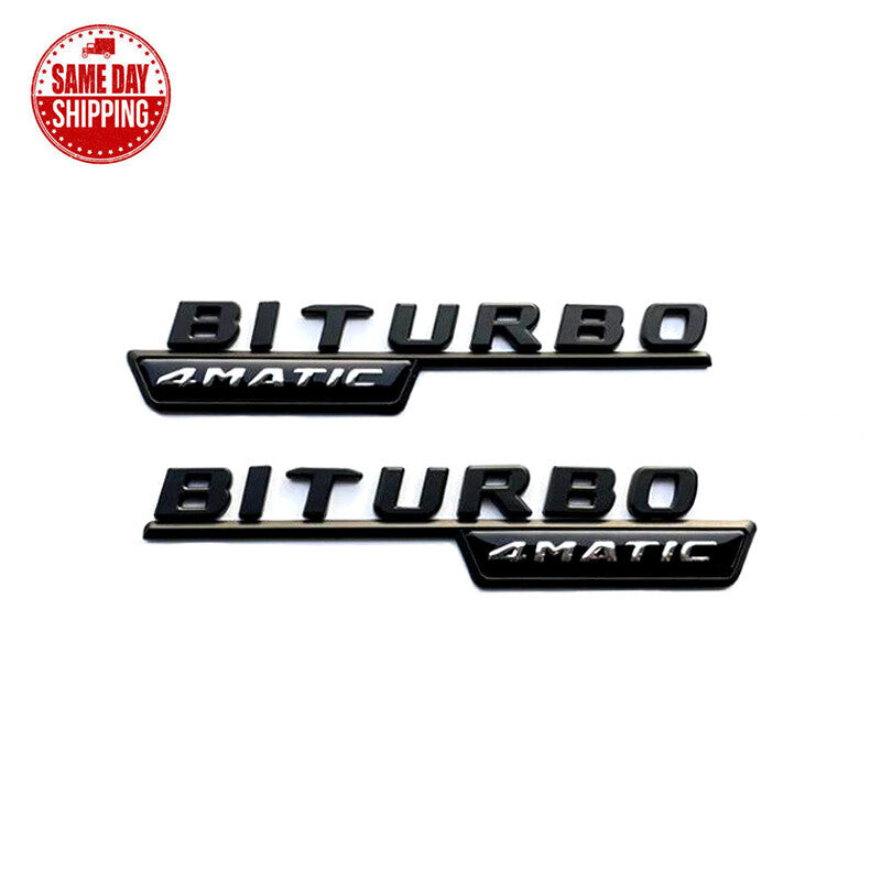 C43+COUPE AMG BITURBO 4MATIC Rear Emblem Gloss Black Badge Set for Mercedes C205