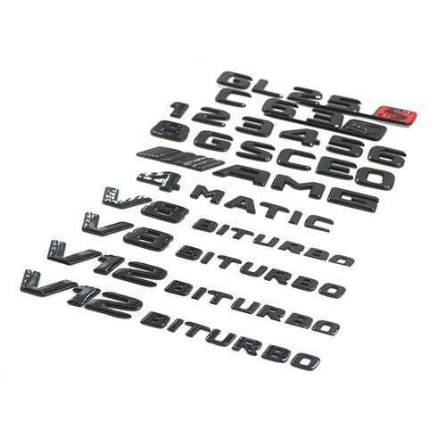 4PCS Gloss Black C63 S AMG V8 BITURBO Emblem Badge Set For Benz W205 C63 AMG