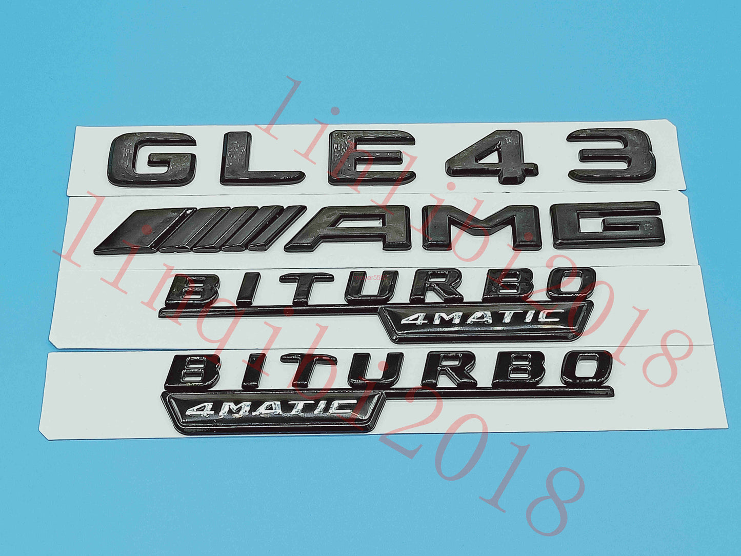 Flat Gloss Black "GLE43 AMG BITURBO" Emblem Badge Sticker for Mercedes Benz GLE