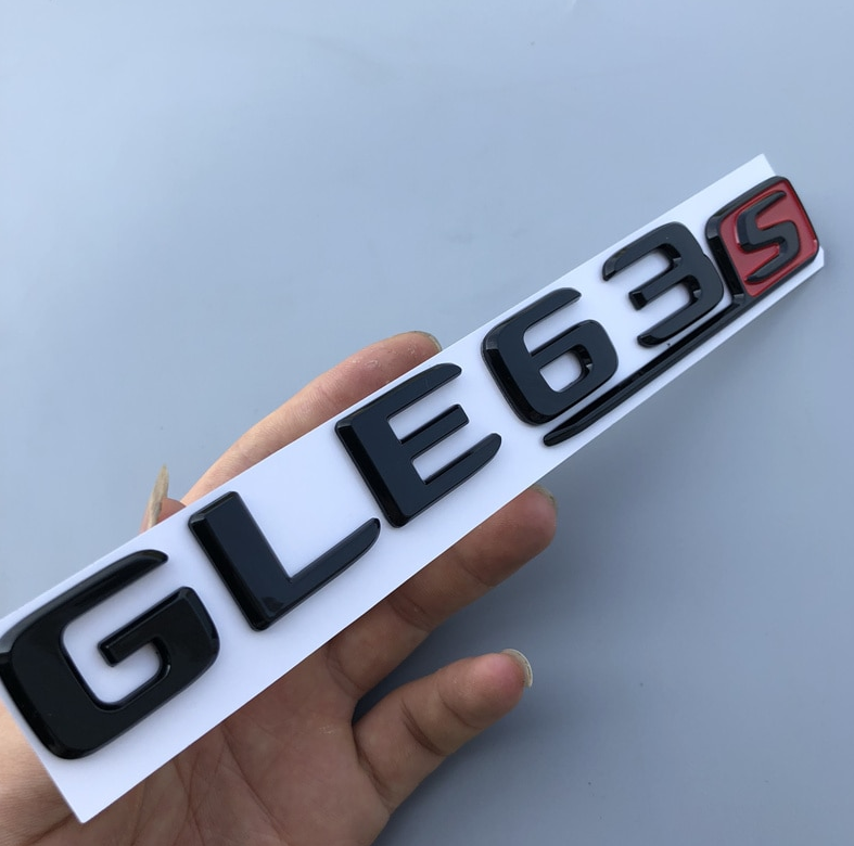 For GLE63S Car Rear Sticker Trunk Emblem Boot Back Letters Gloss Black Red