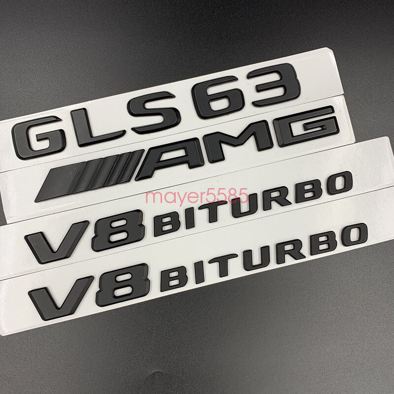 Matte black GLS63 AMG V8 BITURBO Trunk Emblem Badge Sticker For Mercedes Benz