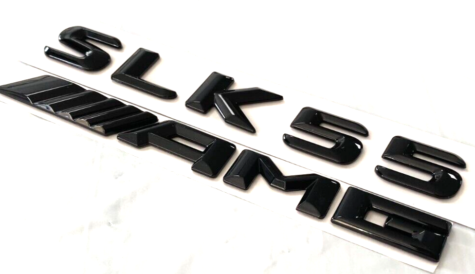 2X GLOSS BLACK SLK55+AMG FOR MERCEDES SLK55 REAR TRUNK EMBLEM BADGE NAMEPLATE