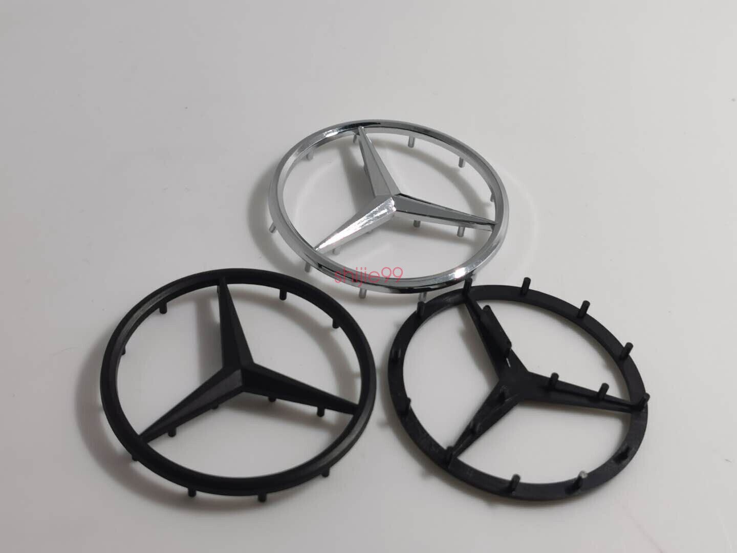 New FOR Mercedes-Benz M-B w/ Pins Glossy Black Star Emblem Badge 2" 52mm AMG