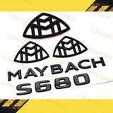 5pcs Glossy Black MAYBACH Letters Trunk Badge Emblem For S-Class W222 S680