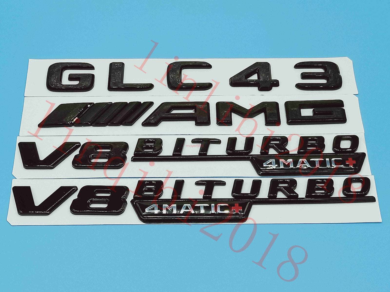 Gloss Black Flat GLC43 AMG V8 BITURBO Trunk Embl Badge Sticker for Mercedes Benz