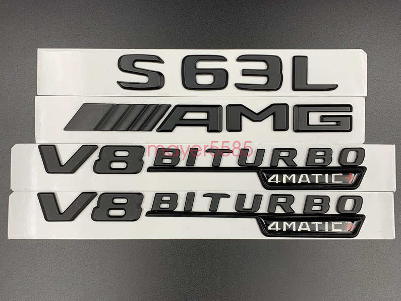 Glossy Black S63L AMG V8 BITURBO Trunk Emblem Badge Sticker For Mercedes S63L
