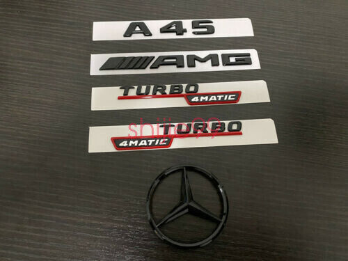 Gloss Black Red TURBO 4MATIC A45 AMG Rear Star Emblem replacement Badge W176
