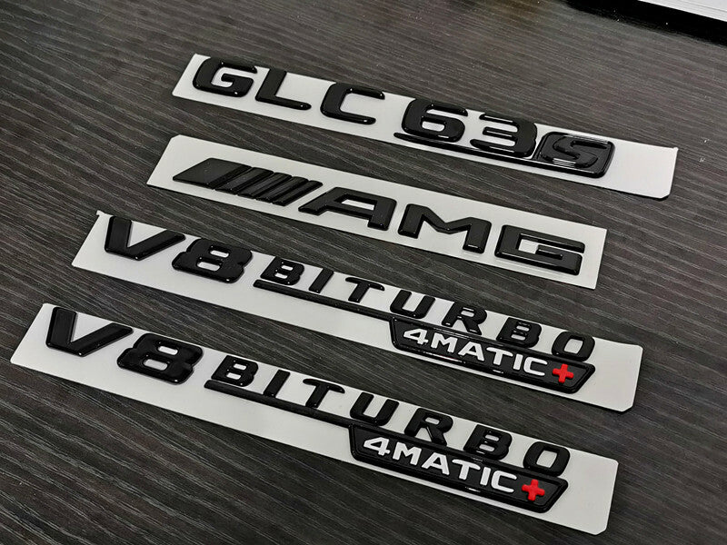 Gloss Black GLC63S GLC63 AMG Biturbo 4matic+ emblem badge For Mercedes-Benz GLC