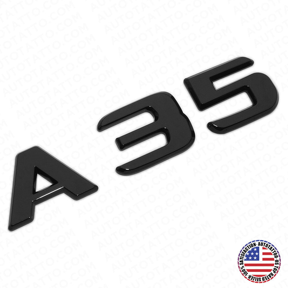 A35 AMG Letter Emblem 3D Trunk Logo Nameplate Badge Decorate Sport Gloss Black