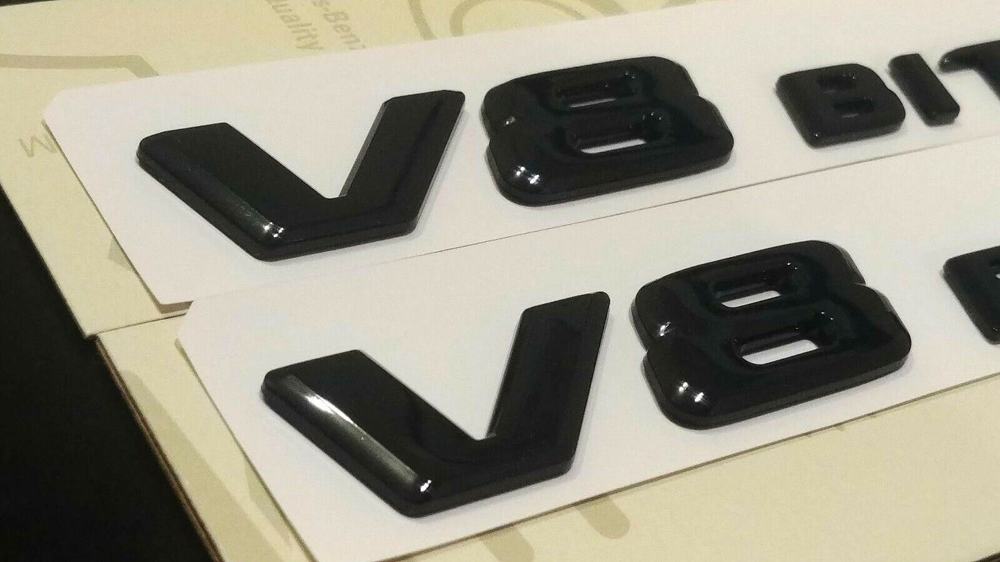 *SALE* 2 x Mercedes V8 BITURBO Plus Fender AMG Emblem GLOSS BLACK E63 C63 G63