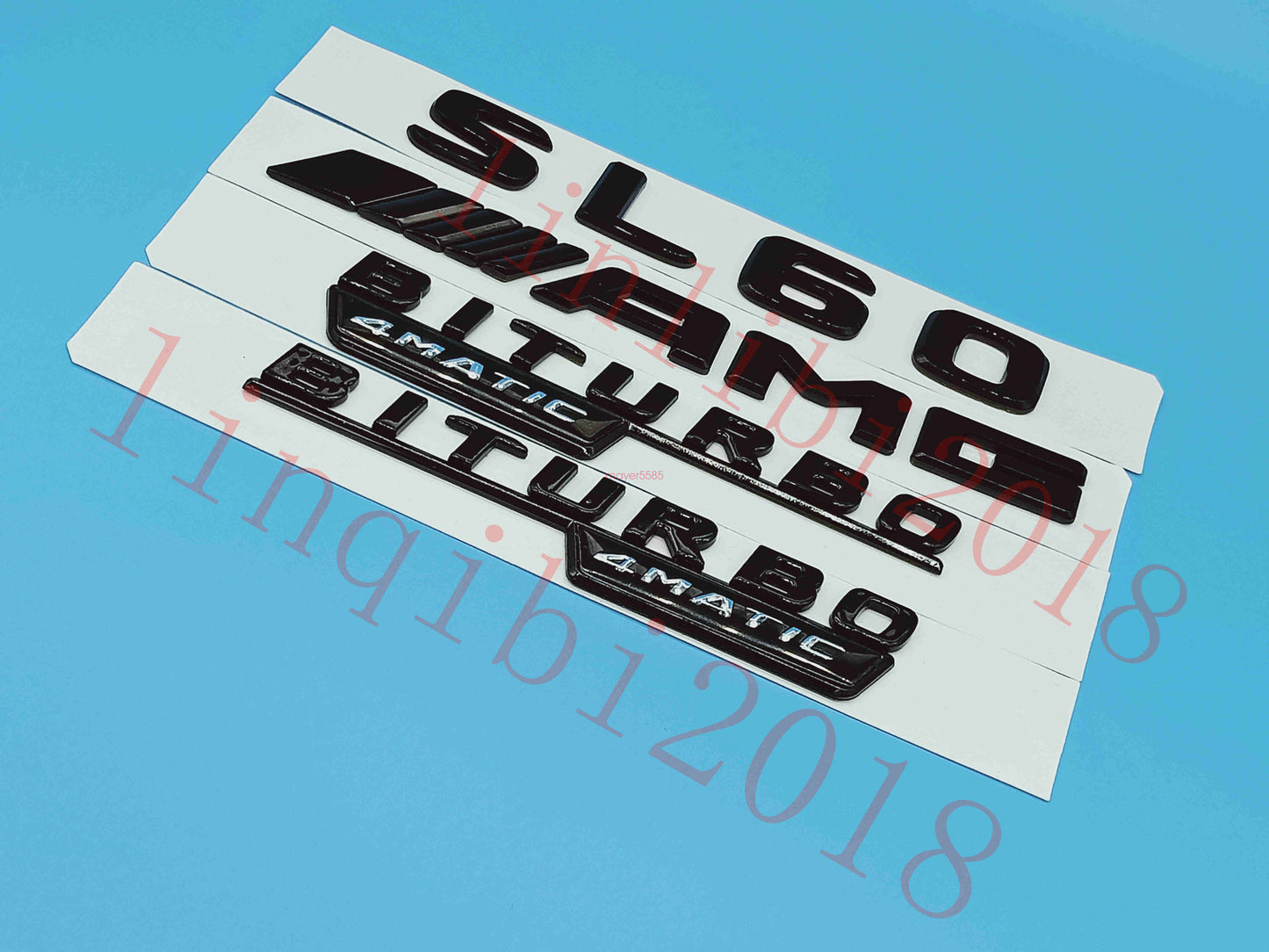 Flat Gloss Black " SL60 AMG BITURBO" Emblem Badge Sticker for Mercedes Benz SL60