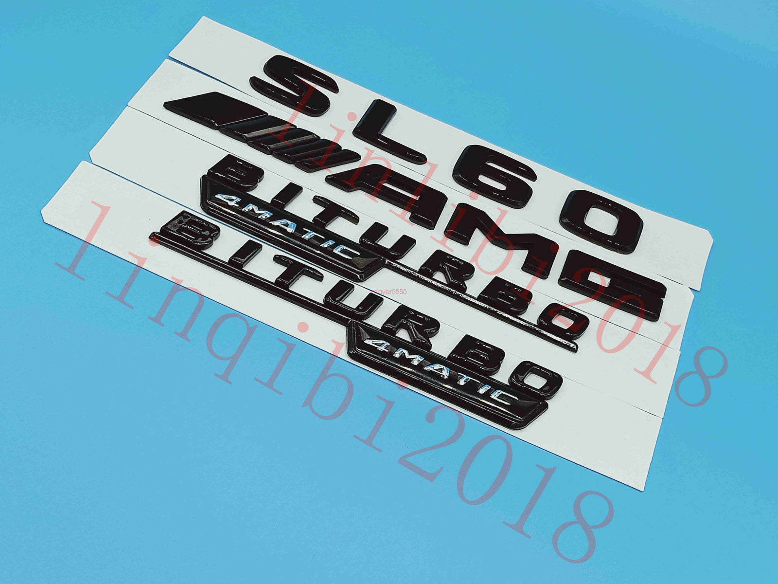 Flat Gloss Black " SL60 AMG BITURBO" Emblem Badge Sticker for Mercedes Benz SL60