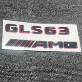 2pcs Gloss Black RED GLS63 AMG Emblem Badge Sticker Set For Mercedes Benz GLS63