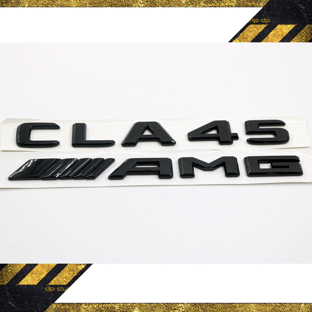 CLA GLOSS BLACK SET AMG CLA45 & REAR TRUNK BADGES EMBLEMS STICKER