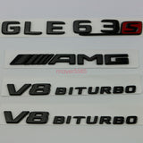 GLE63s AMG V8 BITURBO Trunk Emblem Badge Sticker for Mercedes Benz Matte black