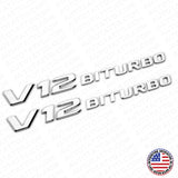 2pcs 17+ V12 BITURBO AMG Side Fender Marker Nameplate Emblem Badge OEM Chrome