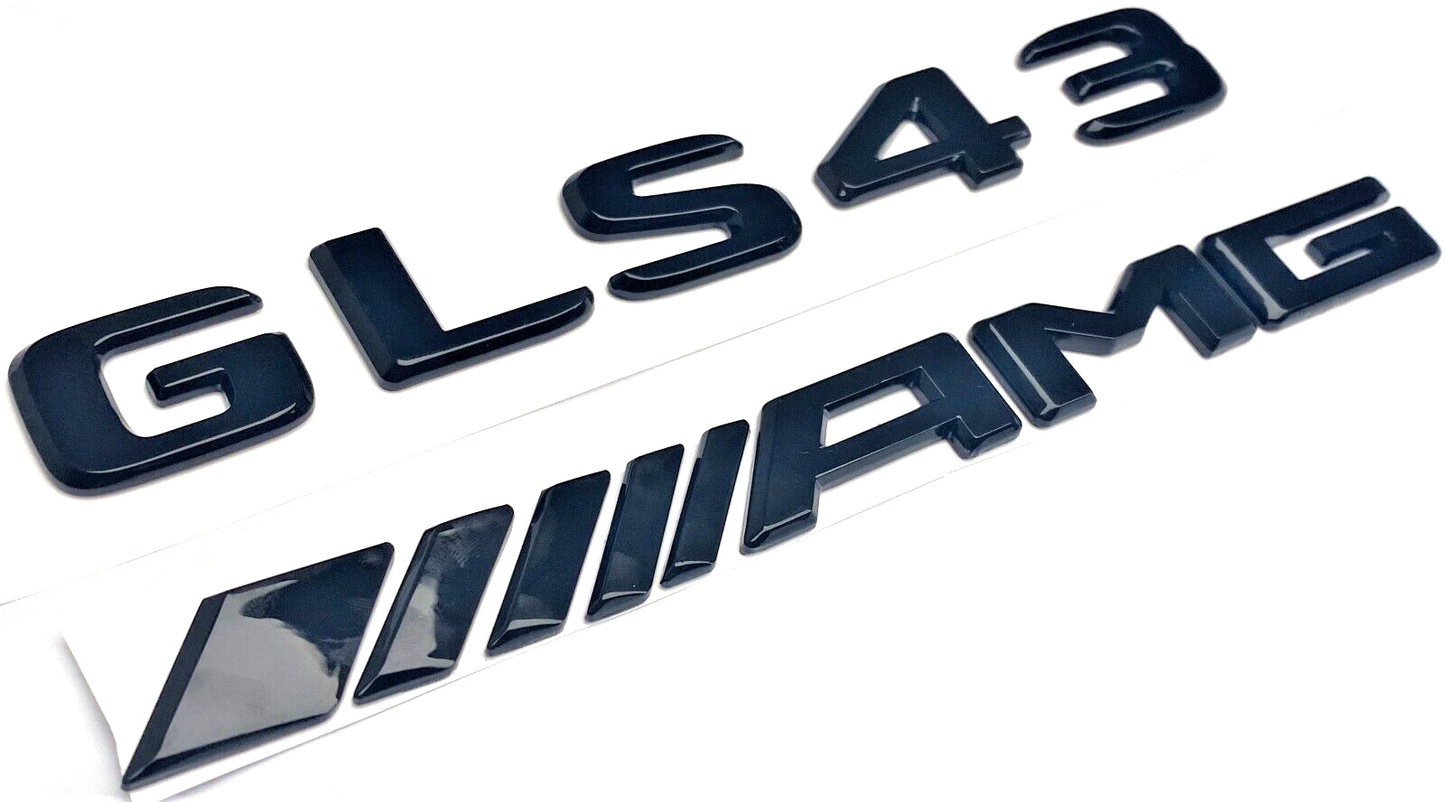 #2 BLACK GLS43 + AMG REPLACEMENT FOR MERCEDES REAR TRUNK EMBLEM BADGE DECAL LID