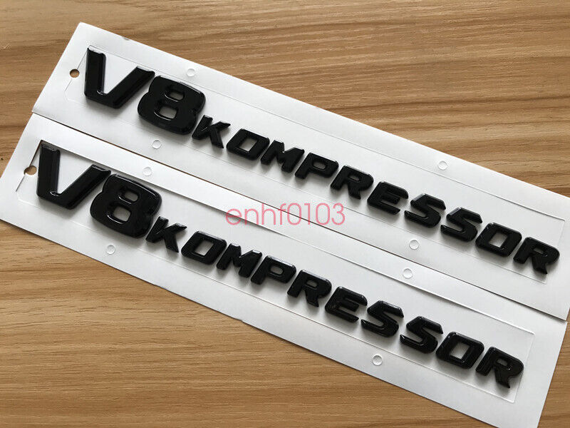 Glossy Black V8 KOMPRESSOR Car Sticker perform Badge Fender Side Grill For Benz