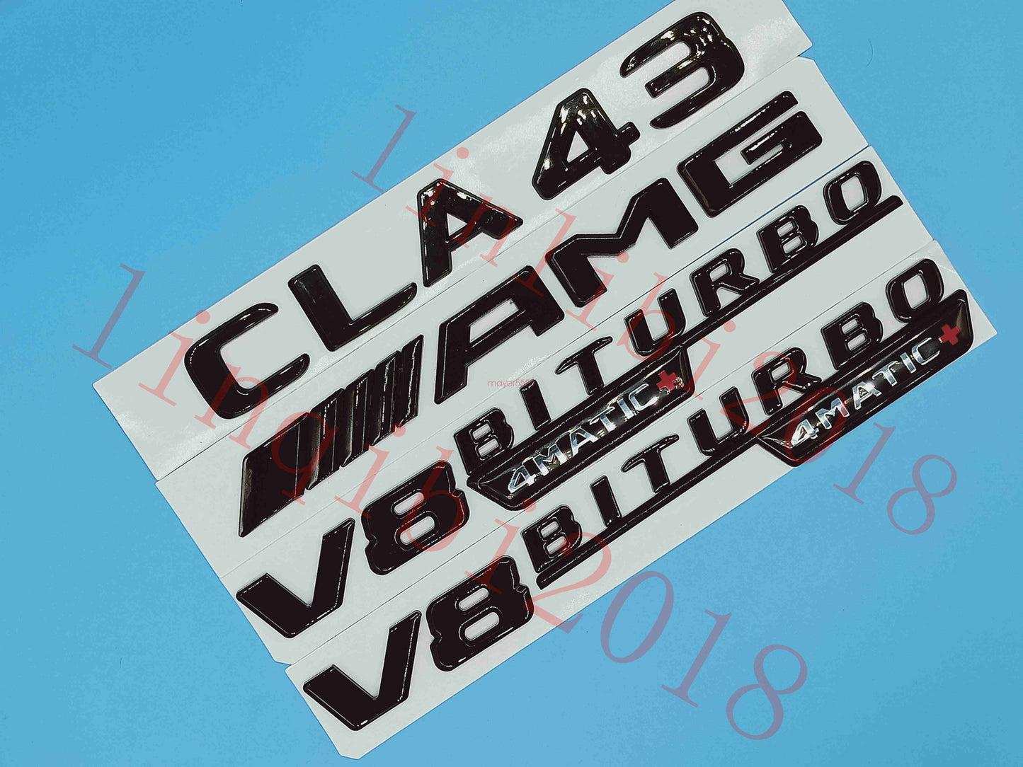 Gloss Black Flat CLA43 AMG V8 BITURBO Trunk Embl Badge Sticker for Mercedes Benz