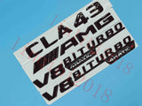 Gloss Black Flat CLA43 AMG V8 BITURBO Trunk Embl Badge Sticker for Mercedes Benz