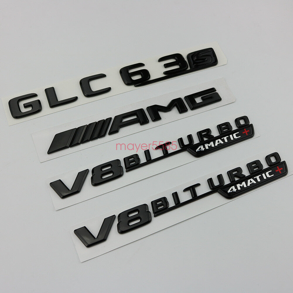 Matte black GLC63s AMG V8 BITURBO Trunk Emblem Badge Sticker for Mercedes Benz