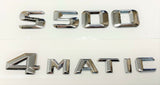 Chrome Silver s500 + 4 MATIC  Rear Trunk Emblem Badge Fit for Mercedes Benz S