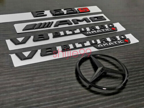 Gloss Black E63S AMG Biturbo 4matic+ emblem Rear Trunk Star badge For W213 E63