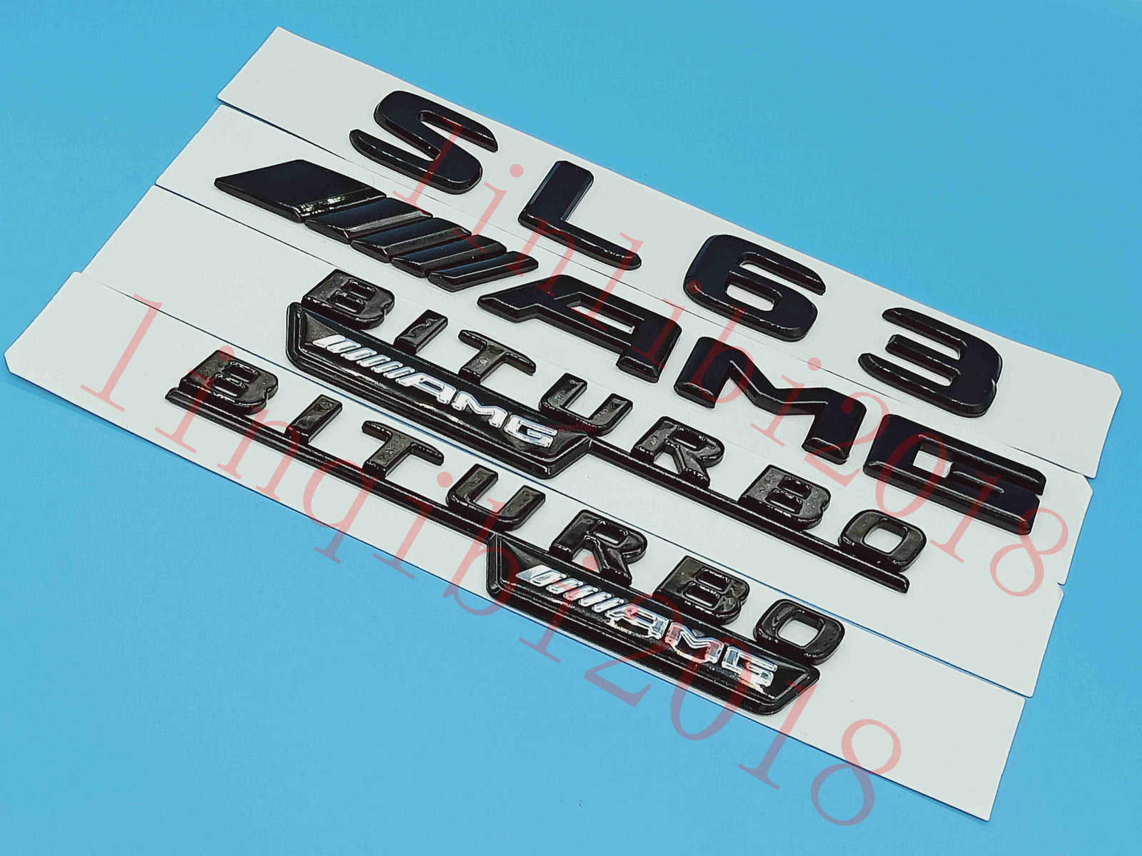 Flat Gloss Black " SL63 AMG BITURBO" Emblem Badge Sticker for Mercedes Benz SL63