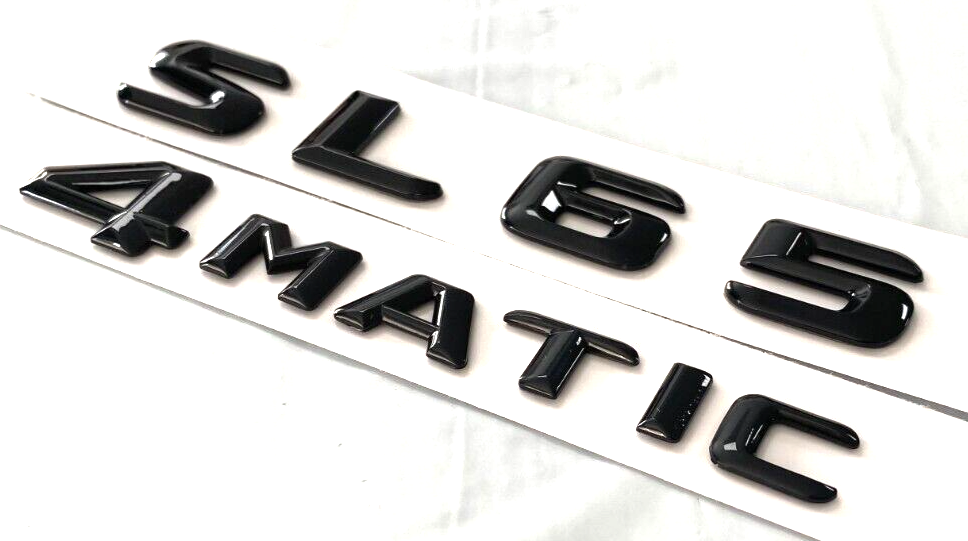 2X GLOSS BLACK SL65+4MATIC FOR MERCEDES SL65 REAR TRUNK EMBLEM BADGE NAMEPLATE