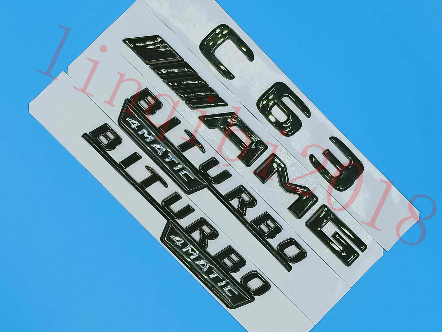 Gloss Black Flat " C63 AMG BITURBO " Trunk Embl Badge Sticker for Mercedes Benz