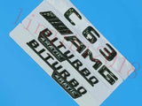 Gloss Black Flat " C63 AMG BITURBO " Trunk Embl Badge Sticker for Mercedes Benz
