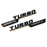 Gloss Black Turbo 4MATIC Side Decal Badge Emblem For Mercedes A200 A250 A45 AMG