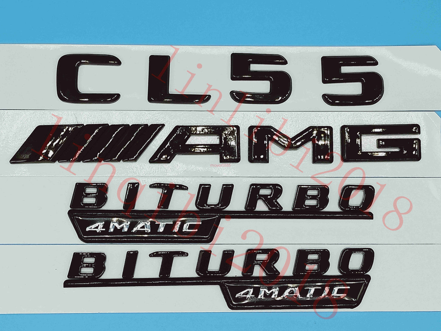 Flat Gloss Black " CL55 AMG BITURBO" Emblem Badge Sticker for Mercedes Benz CL55