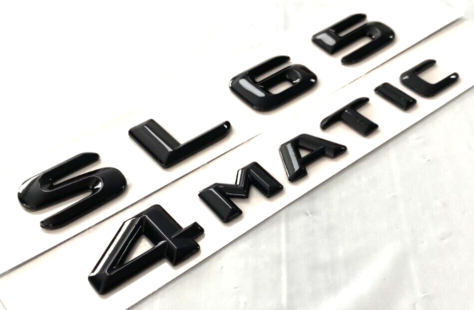 2X GLOSS BLACK SL65+4MATIC FOR MERCEDES SL65 REAR TRUNK EMBLEM BADGE NAMEPLATE