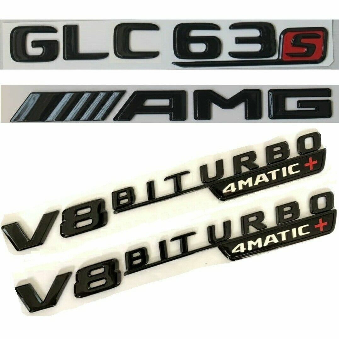 Gloss Black Letters GLC63s AMG V8 BITURBO 4MATIC+ Emblems for Mercedes