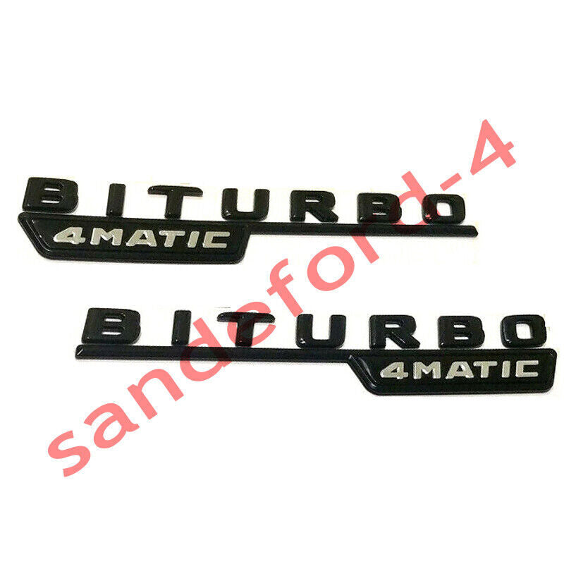 2017+ BiTurbo 4Matic AMG Fender Emblem Gloss Black Benz C43 C63 E43 E63 Badge