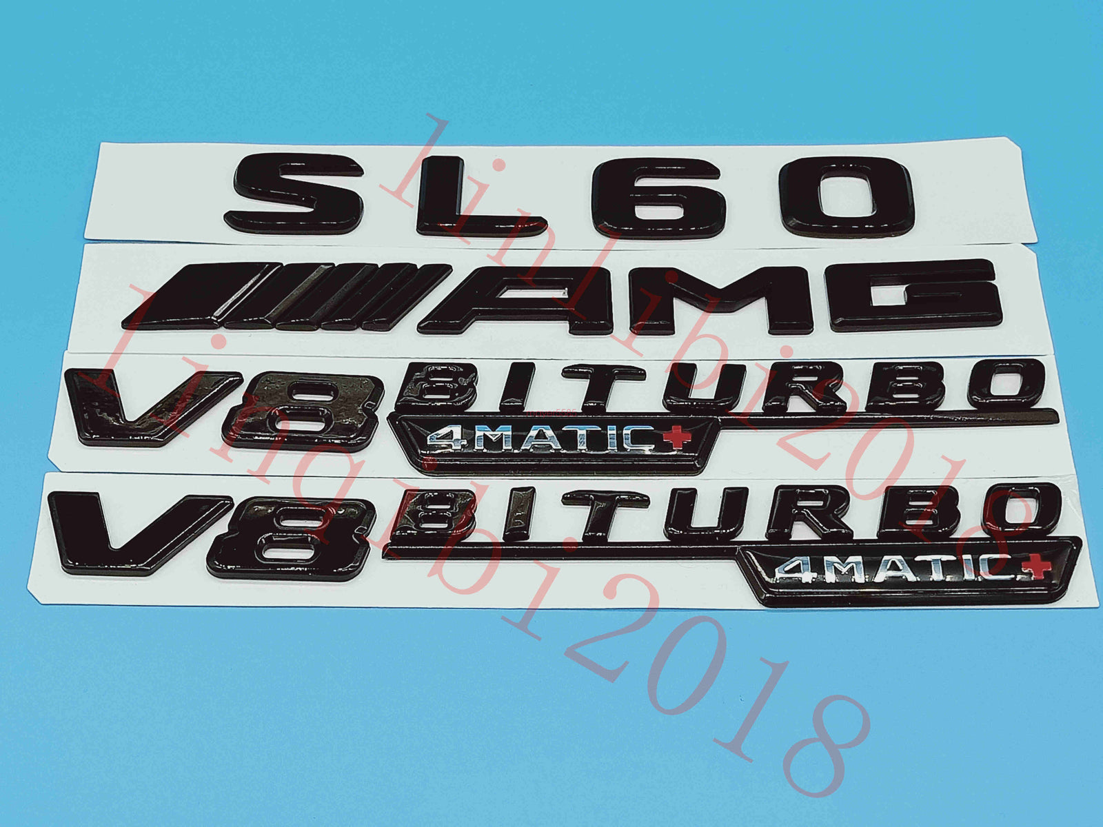 Gloss Black Flat SL60 AMG V8 BITURBO Trunk Embl Badge Sticker for Mercedes Benz