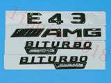 Flat Gloss Black E43 AMG BITURBO Trunk Embl Badge Sticker for 2017 Mercedes Benz
