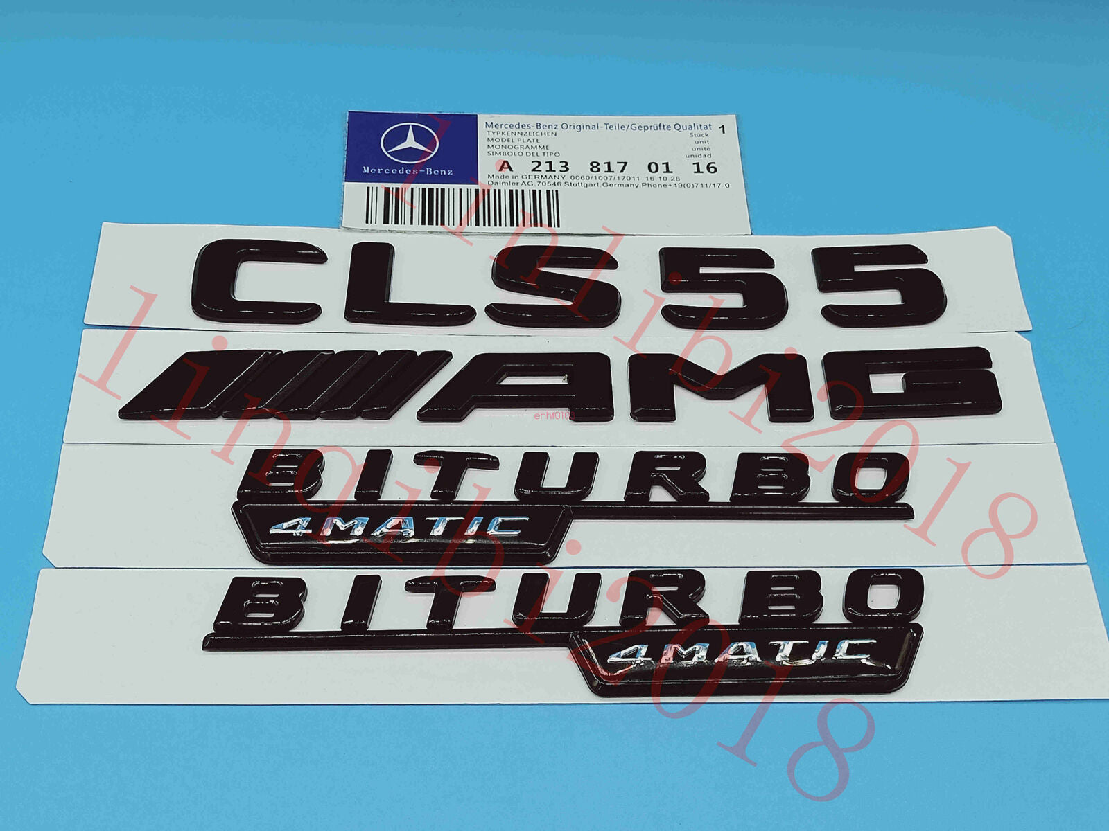 Flat Gloss Black "CLS55 AMG BITURBO" Emblem Badge Sticker for Mercedes Benz CLS