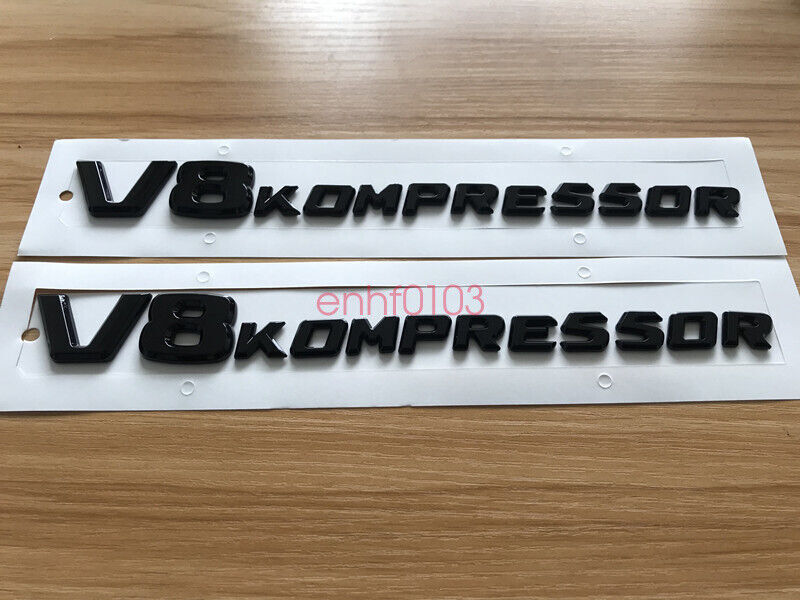 Glossy Black V8 KOMPRESSOR Car Sticker perform Badge Fender Side Grill For Benz