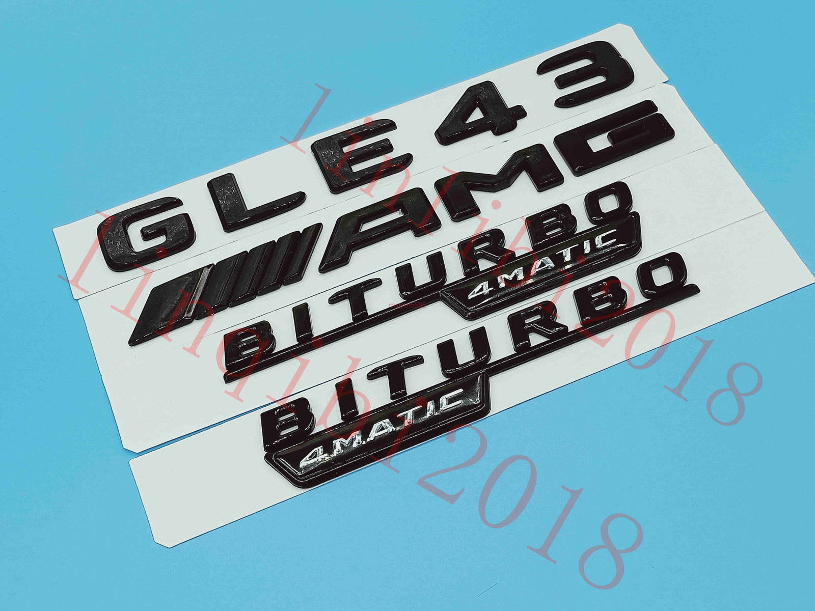Flat Gloss Black "GLE43 AMG BITURBO" Emblem Badge Sticker for Mercedes Benz GLE