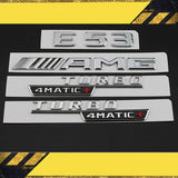 Chrome E53 AMG TURBO/4matic+ Rear Trunk Fender Badges Emblems For E-Class E53